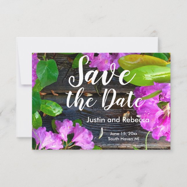 Elegant pink florals pink azaleas pink flowers save the date (Front)