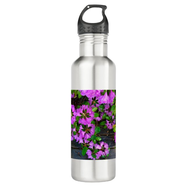 Elegant pink florals pink azaleas pink flowers stainless steel water bottle (Front)