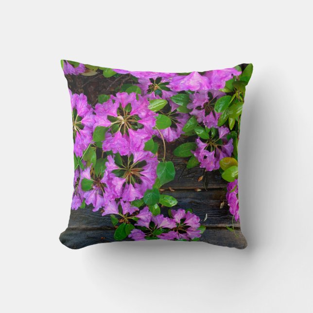 Elegant pink florals pink azaleas pink flowers throw pillow (Front)