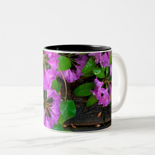 Elegant pink florals pink azaleas pink flowers Two-Tone coffee mug (Front Right)
