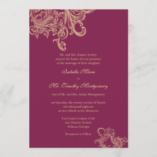 Elegant Pink Flourish Wedding Parents Names Invitation