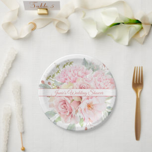 Elegant Pink Flower Bouquet Special Event  Paper Plates