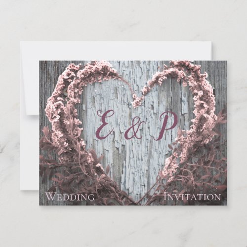 Elegant pink flower heart rustic barn wood wedding