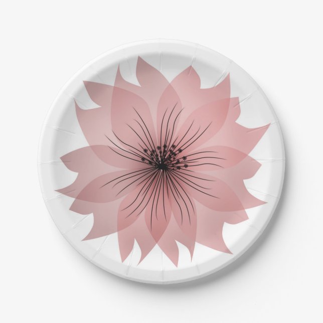 Elegant pink flower paper plates (Front)