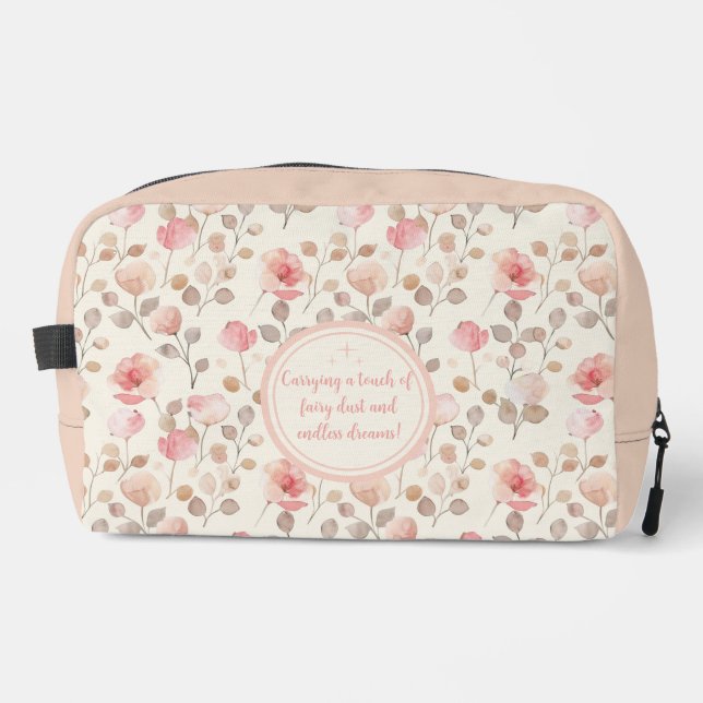 Elegant Pink Flower Pattern Dopp Kit (Front)