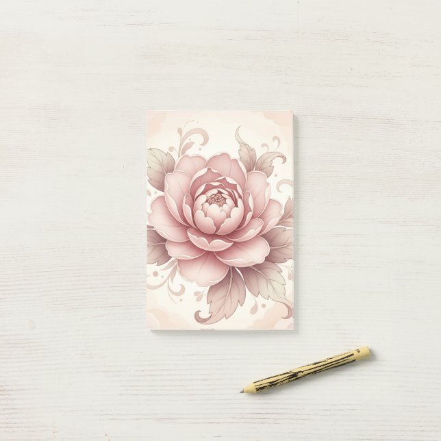 Elegant Pink Flower -- Spring Floral  Post-it Notes (On Desk)