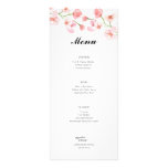 Elegant Pink Flower Wedding Menu,  Rack Card