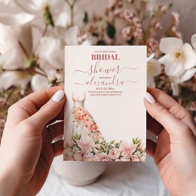 Elegant Pink Flowers and Greenery Bridal Shower  Invitation (Creator Uploaded)