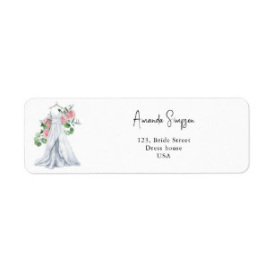Elegant pink flowers and greenery - bridal shower  label