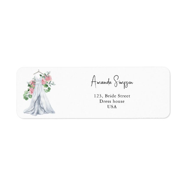 Elegant pink flowers and greenery - bridal shower  label (Front)