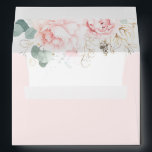 Elegant Pink Flowers and Greenery Pastel Tones Envelope<br><div class="desc">Soft pink roses and peony elegant envelopes</div>