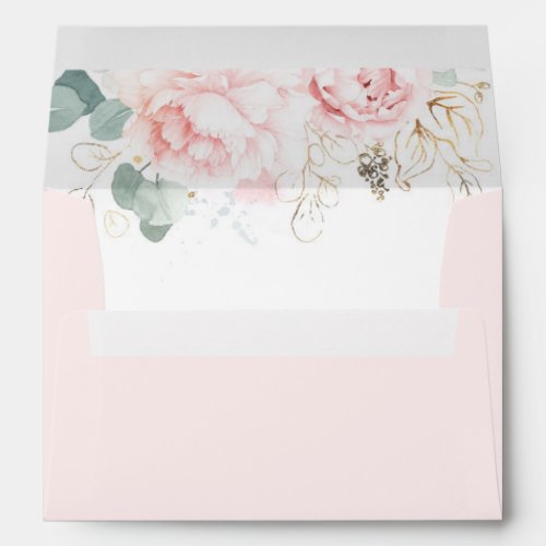 Elegant Pink Flowers and Greenery Pastel Tones Envelope
