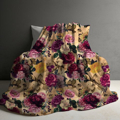 Elegant pink flowers and roses yellow floral duvet cover