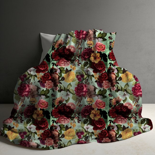 Elegant pink flowers aqua pattern duvet cover (Creator Uploaded)