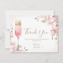 Elegant Pink Flowers Brunch & Bubbly Bridal Shower