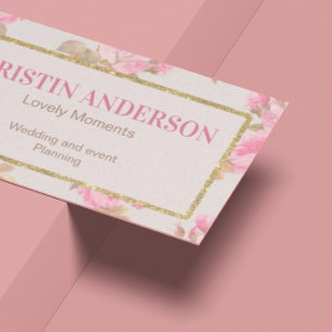 Elegant pink flowers business card