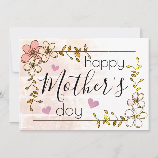 elegant pink flowers custom trendy mother's day  card (Front)