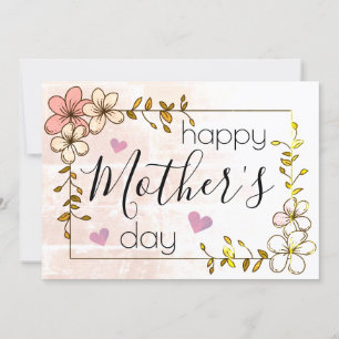 elegant pink flowers custom trendy mother's day card