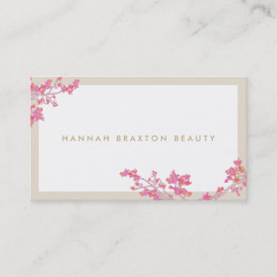 Elegant Pink Flowers Floral Art Beauty Salon Business Card