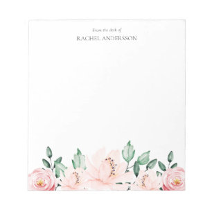Elegant Pink Flowers From the Desk of Notepad