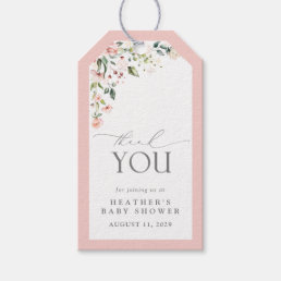 Elegant Pink Flowers Garden Baby Shower Thank You Gift Tags