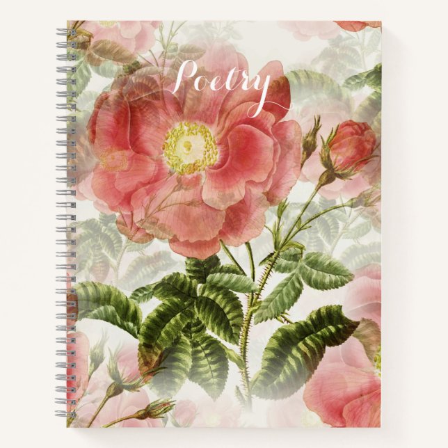 Elegant Pink Flowers Poetry Notebook (Front)