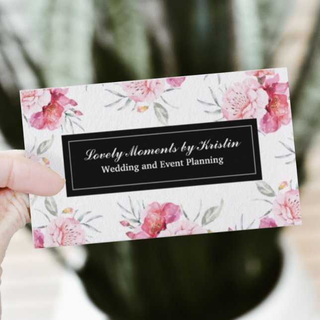 Elegant pink flowers shop business card (Creator Uploaded)