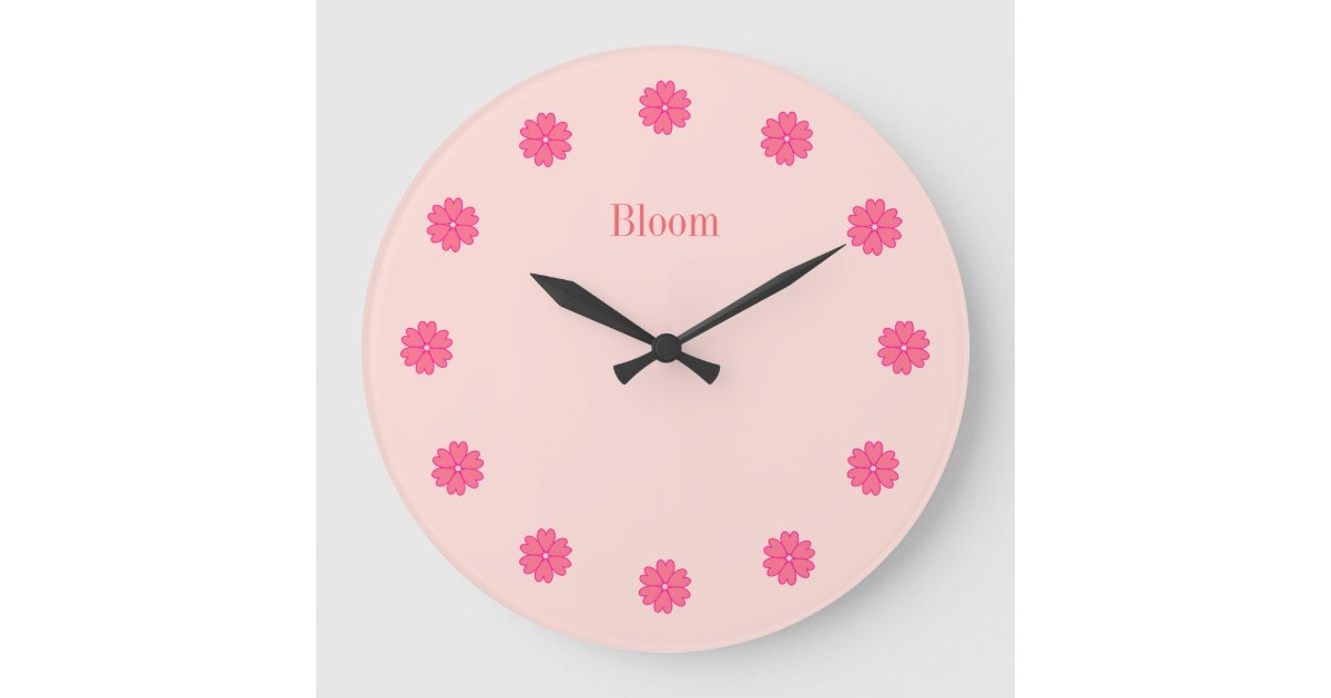 Elegant Pink Flowers Wall Clock Zazzle