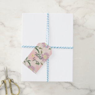 Elegant Pink Flowers Watercolor Boho Floral Gift Tags