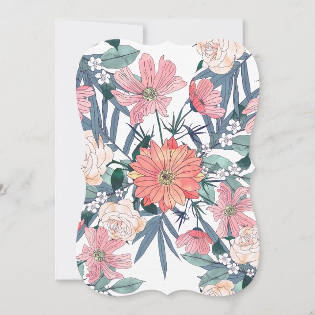 Elegant Pink Flowers Watercolor Floral (Front)