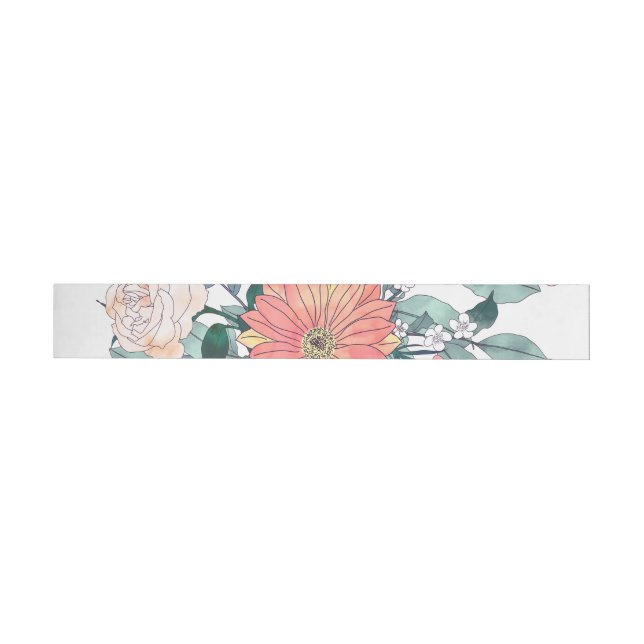 Elegant Pink Flowers Watercolor Floral Wrap Around Label (Individual)