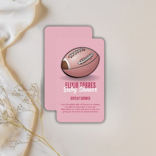 Elegant Pink Football Baby Shower Enclosure Card