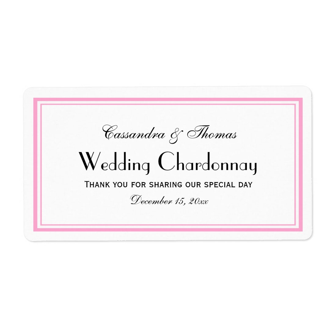Elegant Pink Framed H Wine Bottle Label Zazzle