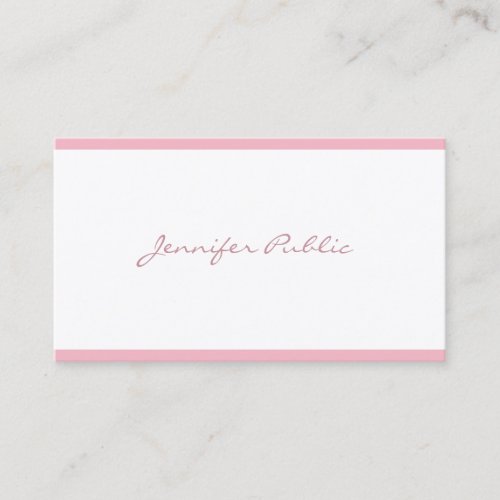 Elegant Pink Freehand Script Plain Sleek Luxury Business Card
