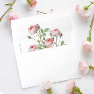 Elegant Pink French Rose Wedding Envelope Liner