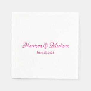 Elegant Pink Fuchsia Custom Script Names Wedding Napkins