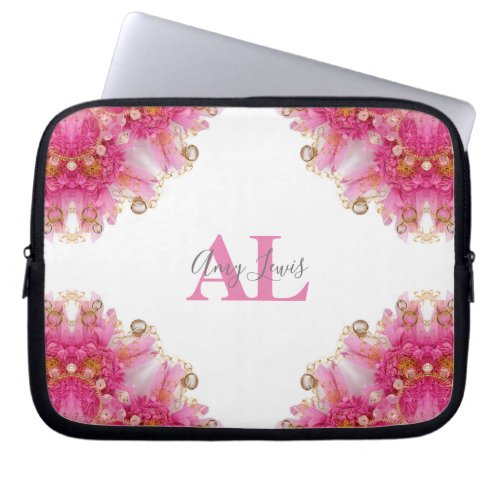 Elegant Pink Fuchsia Floral Laptop Sleeve