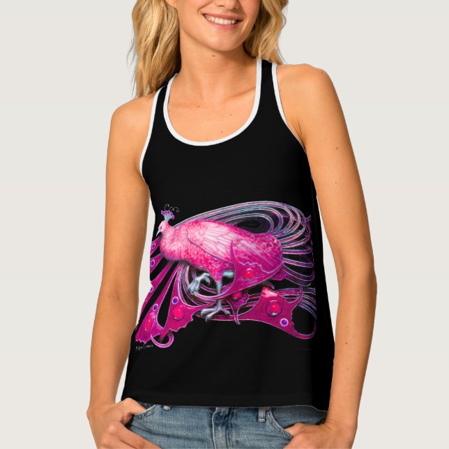 ELEGANT PINK FUCHSIA PEACOCK  TANK TOP (Front)