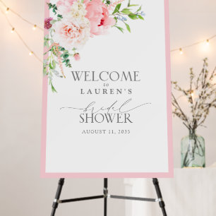 Elegant Pink Garden Flowers Bridal Shower Welcome Foam Board