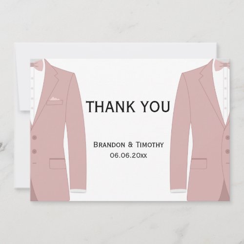 Elegant Pink Gay Wedding Thank You Cards