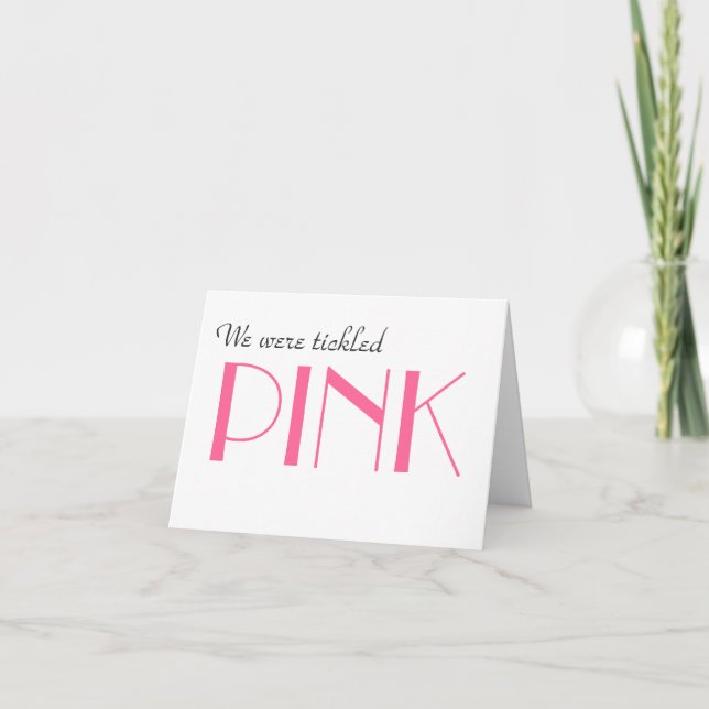 Elegant Pink Gender Reveal Thank You  Card (Front)