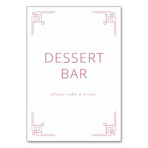 Elegant Pink Geometric Dessert Bar Sign Table Number