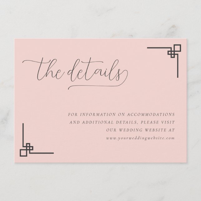 Elegant Pink Geometric Lines Enclosure Card (Front)