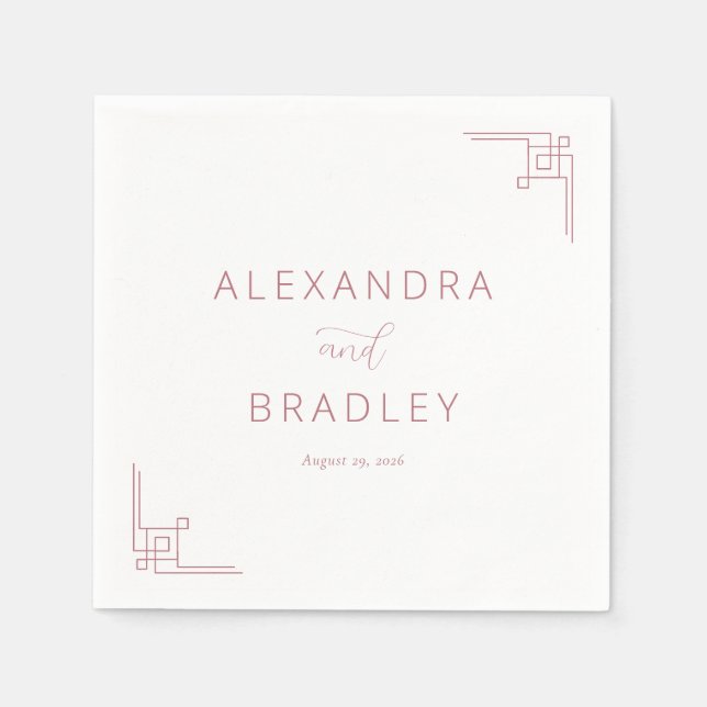Elegant Pink Geometric Lines Napkins (Front)