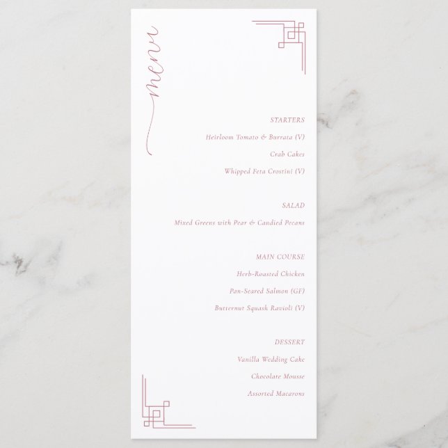 Elegant Pink Geometric Menu (Front)