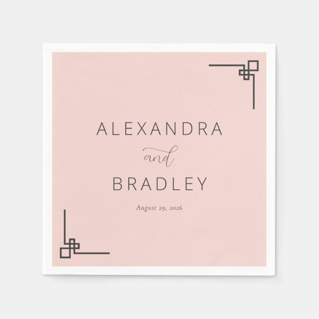 Elegant Pink Geometric Minimalist Napkins (Front)
