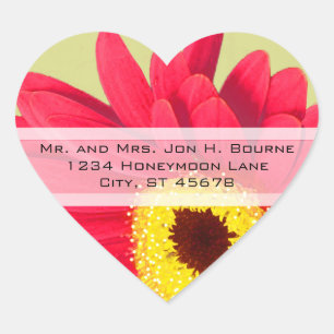 Elegant Pink Gerber Daisy Wedding Stickers