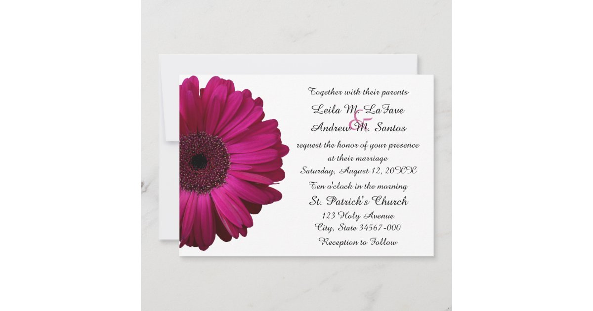 Elegant Pink Gerbera Daisy Wedding Invitation | Zazzle