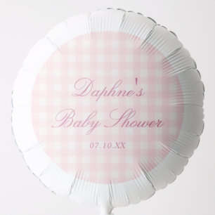 Elegant Pink Gingham Baby Shower Balloon