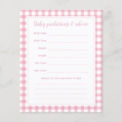 Elegant Pink Gingham Baby Shower Guessing Game